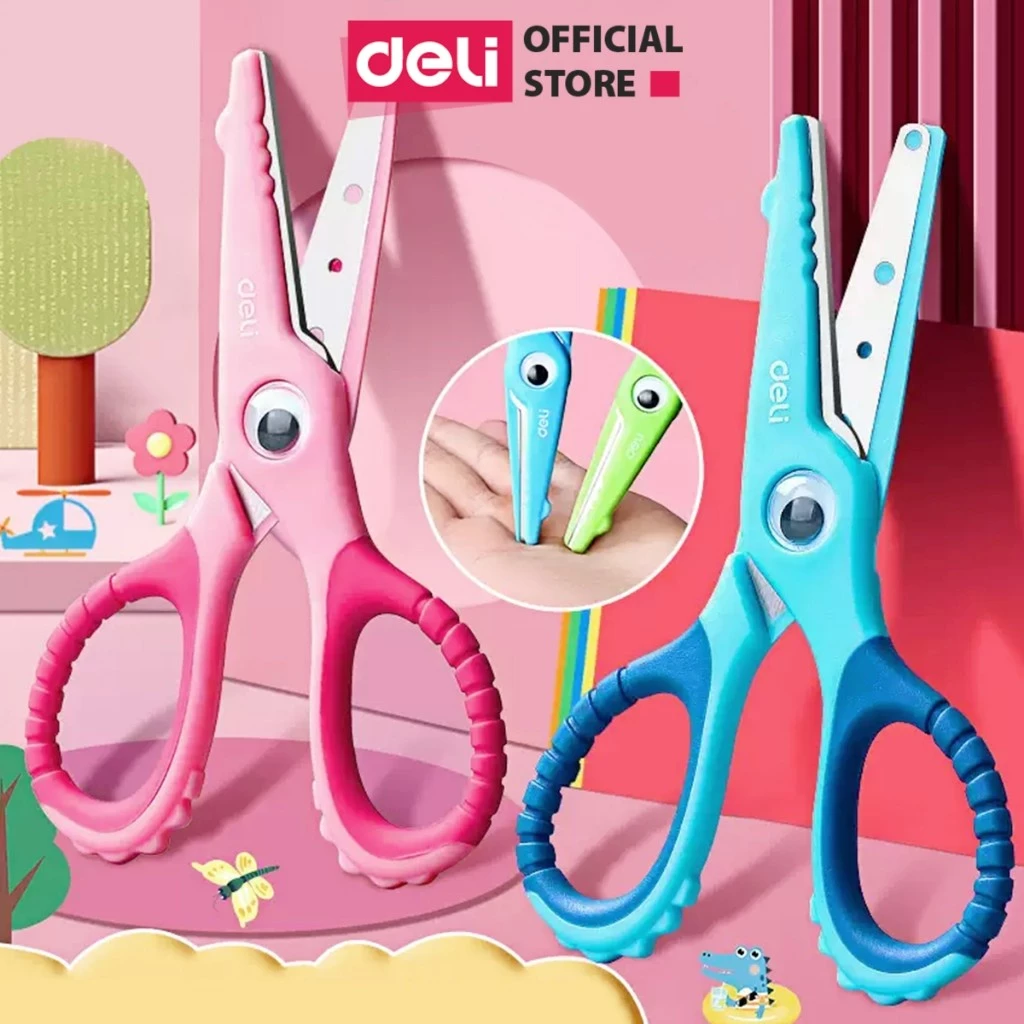 Kéo Thủ Công Cắt Giấy Deli Kéo Học Sinh Đầu Tròn An Toàn Và Dễ Sử Dụng Đối Với Trẻ Nhỏ Thiết Kế Ngộ Nghĩnh Nhiều Màu Sắc