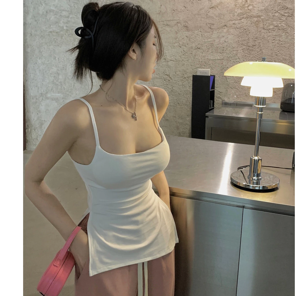 Camisole nữ gợi cảm mùa hè có miếng lót ngực và eo nẹp khe dây