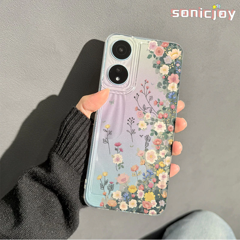 Ốp lưng Súng Hoa Sáng Tạo Thích Hợp Cho OPPO A18 A38 A78 A58 A17 A17k A16 A5s A12 A3S A54 A77s A57 A52 A53 A54s A76 A15 Ốp Silicon Trong Suốt Thời Trang-SY