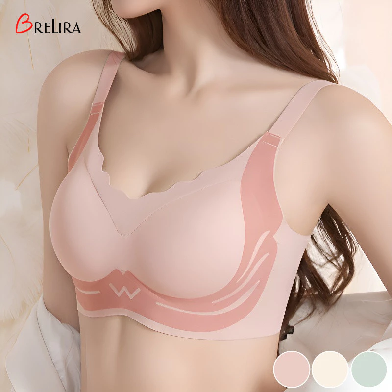 『 Brelira 』 Áo ngực nâng ngực nhỏ dành cho nữ Áo ngực hỗ trợ mềm không dây chống chảy xệ Jelly không dây liền mạch Đồ lót thoải mái thoáng khí