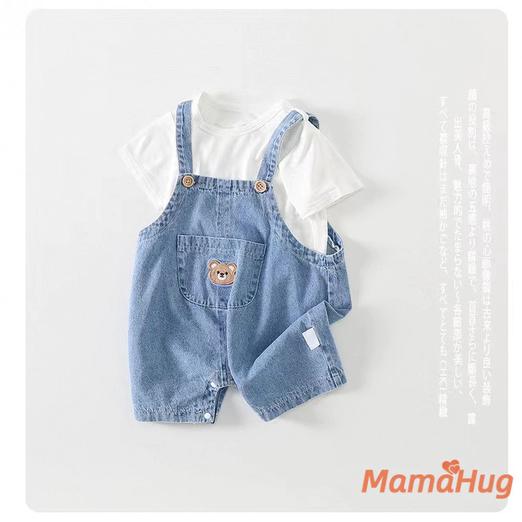 2026 Bé Denim Quần Short Quần Short 2 Bộ Bé Trai Bé Gái Trang Phục Mùa Hè Áo Thun Cotton Trẻ Sơ Sinh Tập Đi Quần Áo Đồ Chơi Thông Thường Chụp Ảnh Phong Cách Thoải Mái Mặc Phù Hợp Với Máy Lạnh​