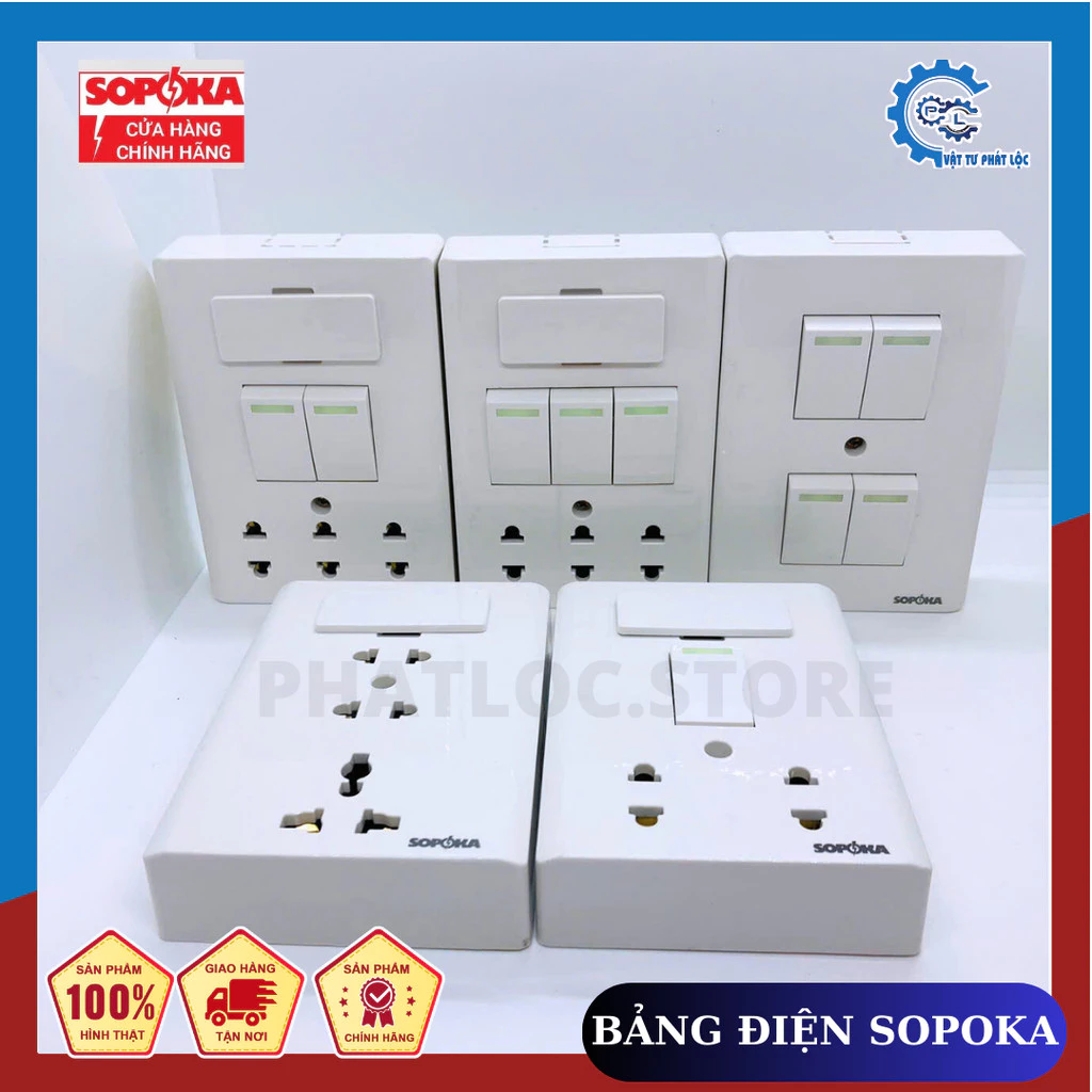 Bảng điện lắp nổi cao cấp dòng E 1 công tắc, 2 công tắc, 3 công tắc, 4 công tắc, 3 ổ cắm, 2 ổ cắm đa dạng hãng SOPOKA