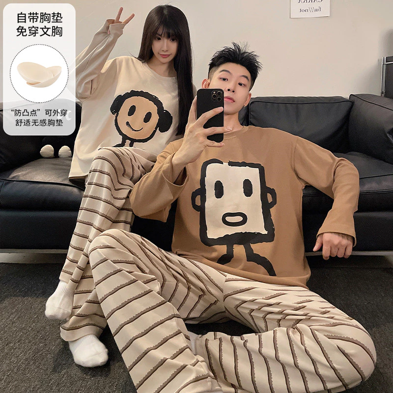 Đồ ngủ dài tay cổ tròn cho cặp đôi và gia đình