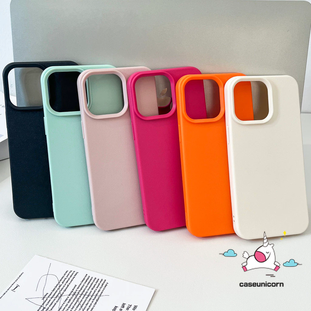 Ốp Mềm Chống Sốc Màu Kẹo Sang Trọng Tương Thích Cho IPhone 16 15 13 11 14 12 17 Pro Max 17 Air 16 15 14 Plus XR X XS Max Họa Tiết Da Giả Mờ Màu Đơn Giản