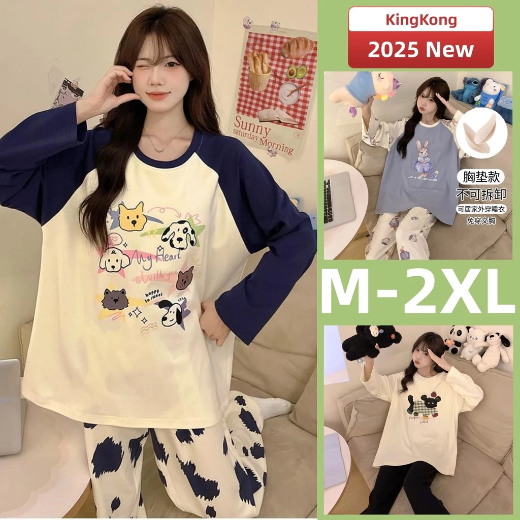 Bộ Đồ Ngủ Nữ Dài Tay Cotton In Hình Cartoona, Thích Hợp Mặc Ở Nhà Mùa Thu