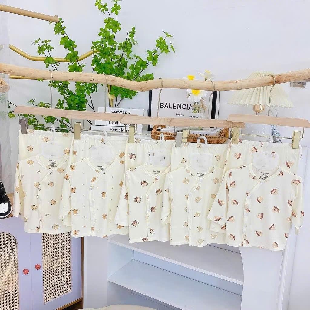 Bộ sơ sinh dài tay cho bé trai bé gái phong cách Hàn quốc chất liệu peptit cao cấp thấm hút mồ hôi thoáng mát cho bé từ