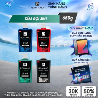 Tắm gội 2 trong 1 hương nước hoa Romano 2in1 650g/chai