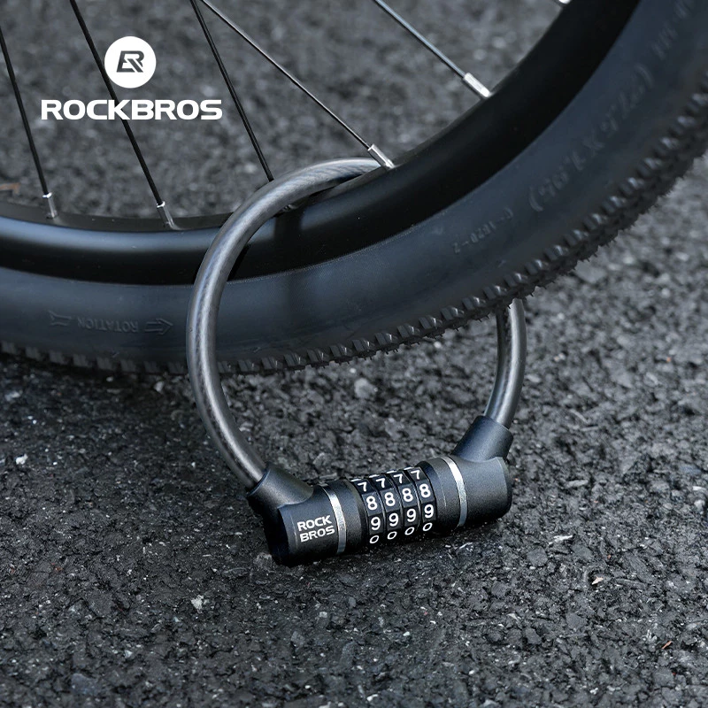ROCKBROS Khóa Xe Đạp Chống Trộm Mật Khẩu Di Động Cáp Thép Bền MTB Xe Đạp Đường Bộ Khóa Tiện Lợi Phụ Kiện Xe Đạp