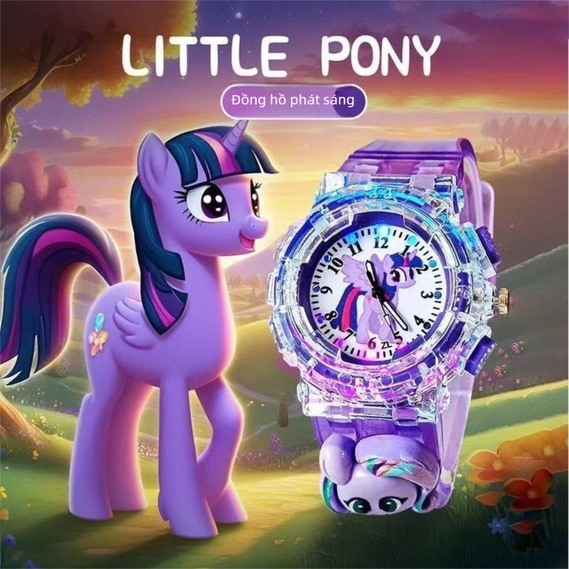 Đồng Hồ Phát Sáng Little Pony Cho Bé Gái – Thiết Kế Dễ Thương, Dây Trong Suốt Cá Tính