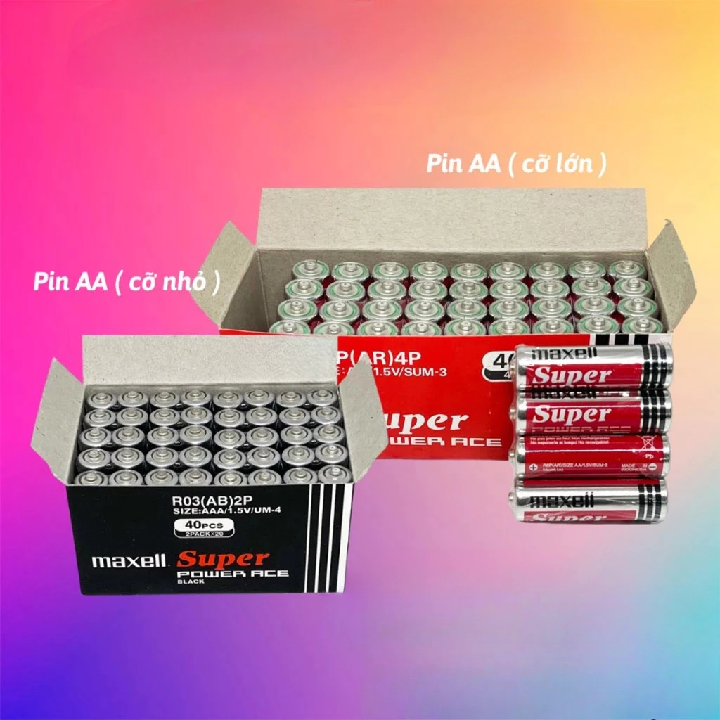 Hộp 40 Viên Pin AA - AAA ( Pin Tiểu ) Maxcell Siêu Bền - Hàng nhập khẩu dùng cho đồng hồ Micro hát