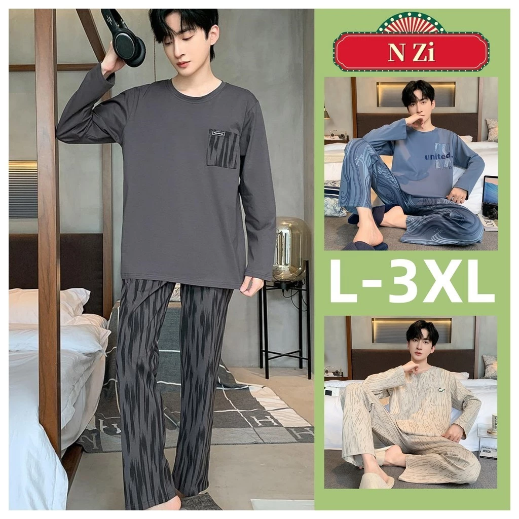 Bộ Đồ Ngủ Nam 100% Cotton Bộ Đồ Ngủ Người Mùa Thu Dài Tay Bộ Đồ Ngủ Phiên Bản Hàn Quốc Giải Trí Thể Thao Loungewear