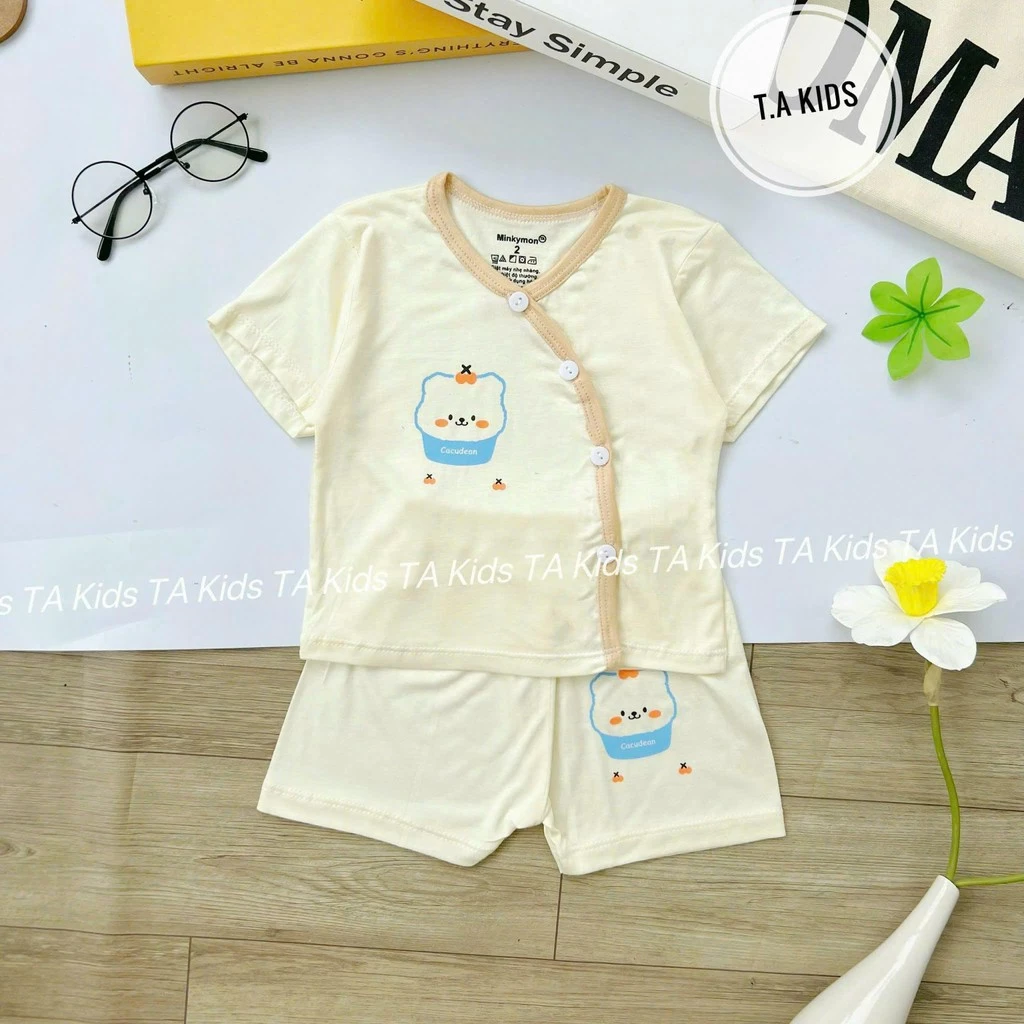 Combo 3-5 bộ sơ sinh cộc tay, bộ quần áo cho bé chất liệu thun lạnh mềm mại cho bé từ 3-9kg