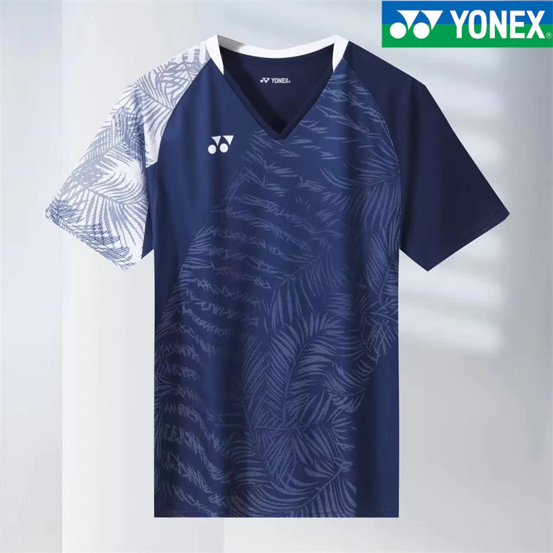 Đồng phục thi đấu cầu lông mới dành cho nam và nữ, Tùy chỉnh thi tập luyện tay ngắn thể thao YY nhanh khô và thoáng khí