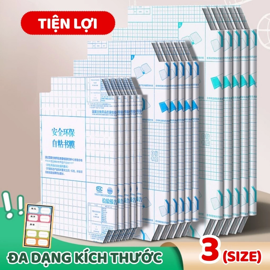 Set Decal Bọc Sách Vở Trong Suốt - Giấy Dán Bọc Vở Học Sinh, Dễ Sử Dụng, Chống Nước, Bảo Vệ Bìa Sách Bền Đẹp
