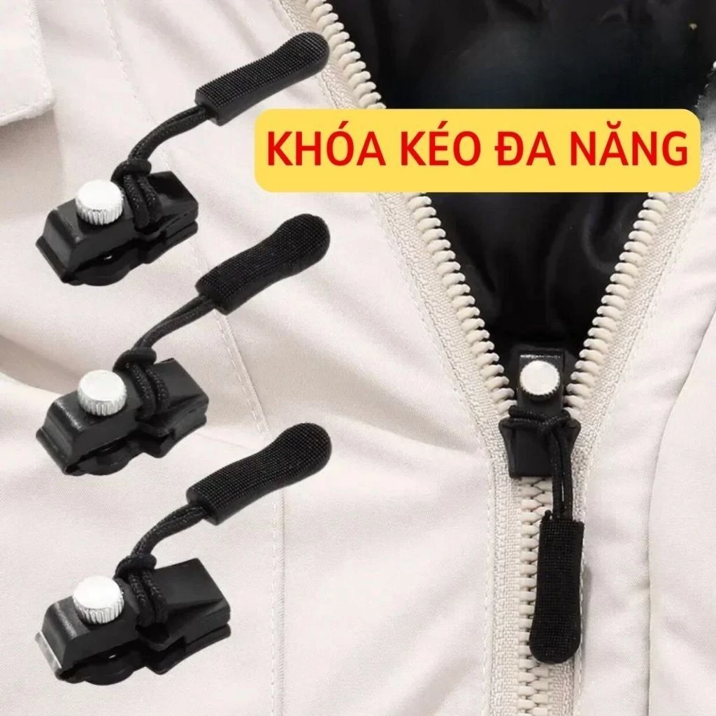 combo 5 đầu khóa kéo,Phụ kiện móc khóa kéo thay thế đa năng 3 kích cỡ phù hợp với mọi loại phụ kiện