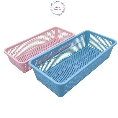 Khay chữ nhật nhựa K4 đựng bút viết, vật dụng ngăn nắp màu xinh đẹp hàn quốc