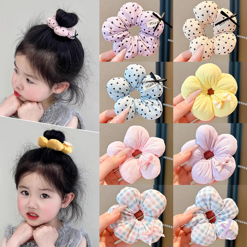 Dây buộc tóc hoa Hàn Quốc cho bé gái, phù hợp làm đuôi ngựa scrunchies