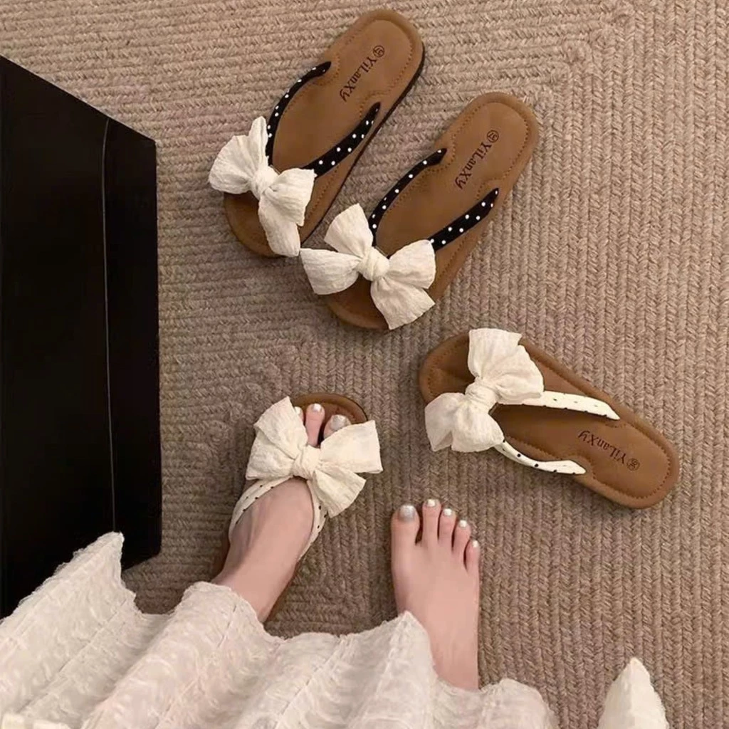Dép Nữ Xỏ Ngón Đế Phẳng Hình Nơ Đi Hàng Ngày, Đi Biển, Dép Kẹp Nữ Dáng Xinh 36-41 Bách Hóa GiayDep. Store-DXN