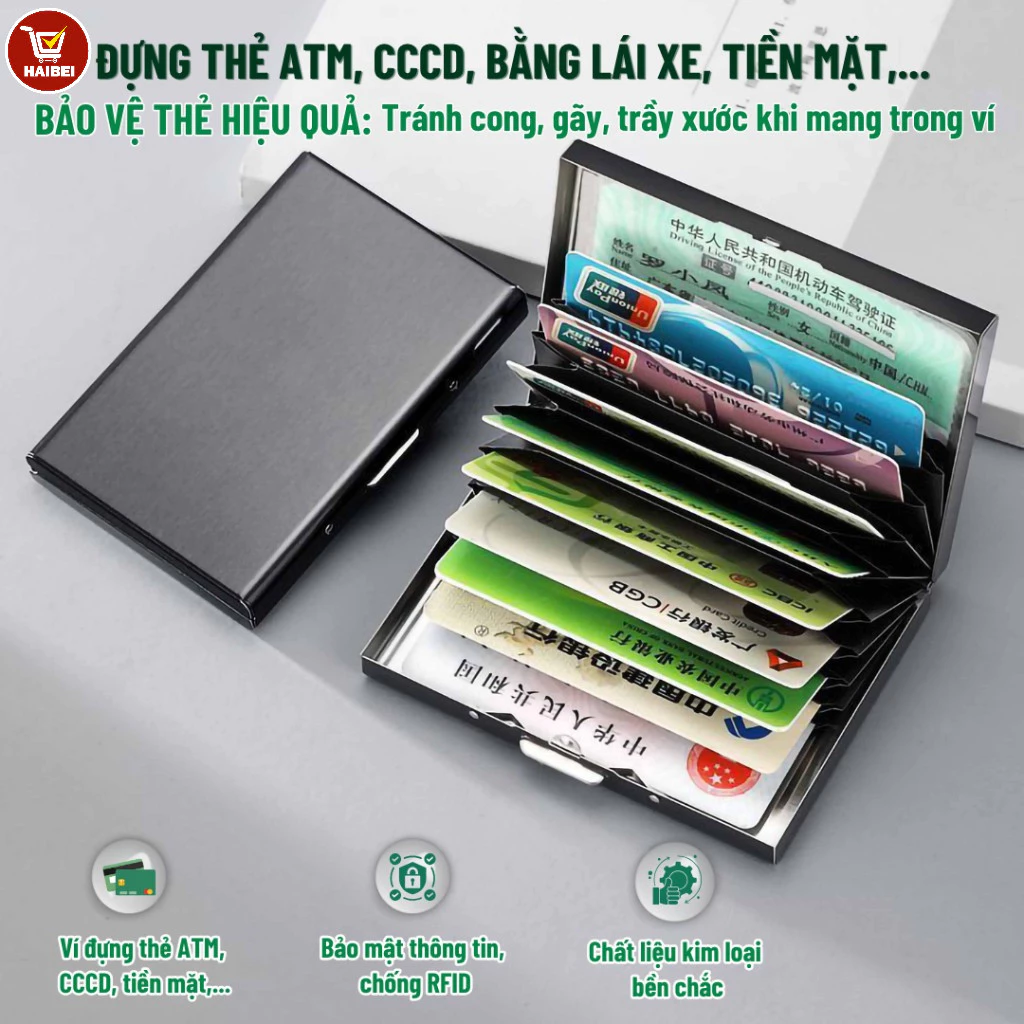Giá đỡ thẻ tín dụng bằng kim loại chống từ tính bằng thép không gỉ có khả năng chống RFID