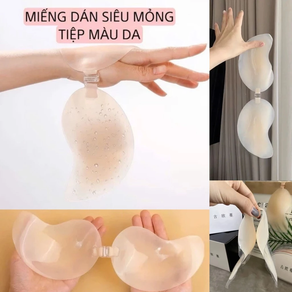 [Ảnh thật] Áo Lót Dán Ngực Silicon Không Lộ Viền, Cài Trước Thiết Kế Tinh Tế Giúp Nâng Ngực Tạo Khe Ngực Chống Tuột