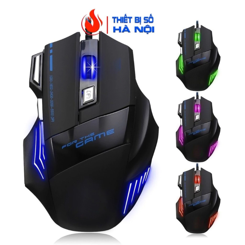 Chuột Chơi Game Có Dây USB Quang LED 5500DPI, Chuột Chơi Game Máy Tính 7 Nút