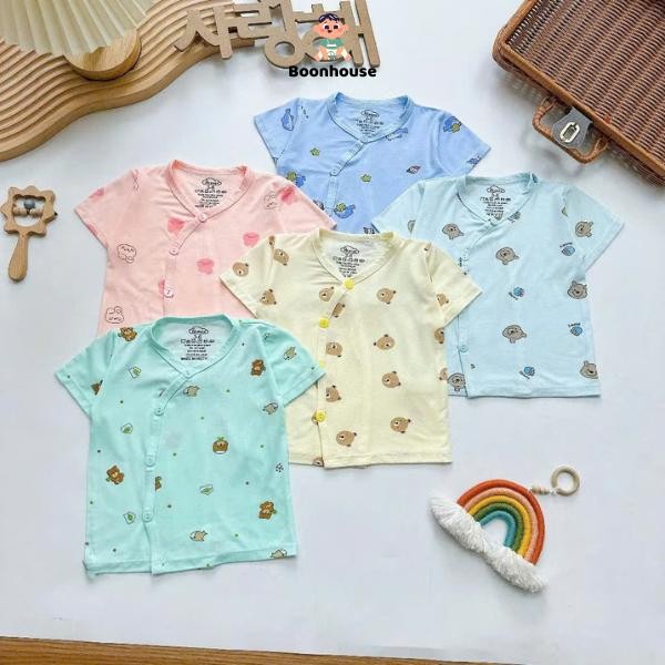 Combo 5 áo sơ sinh cộc tay, áo lẻ cho bé chất liệu thun lạnh mềm mại thấm hút tốt cho bé từ 3-9kg