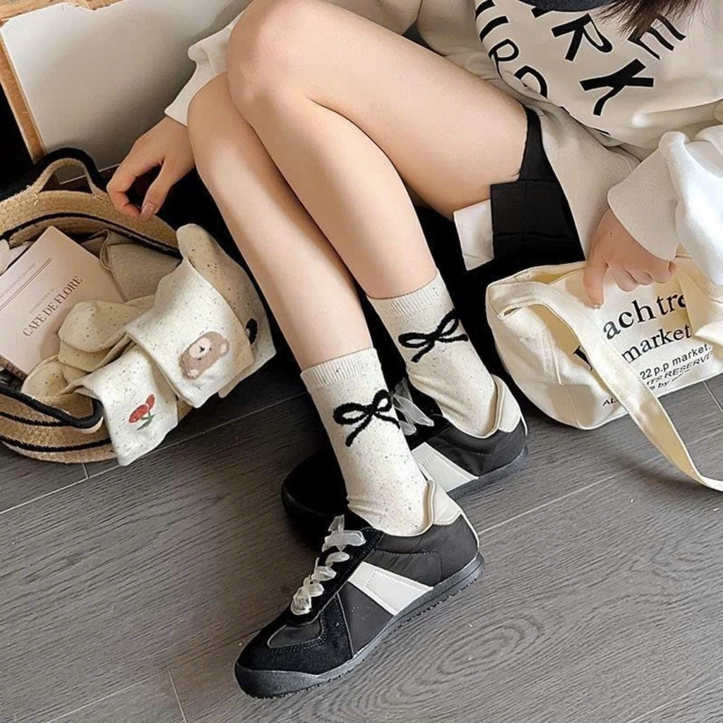 Combo 10 Đôi Tất Cao Cổ Nữ Muối Tiêu Hình Ngẫu Nhiên, Vớ Cotton Thoáng Khí Cao Cấp Gia Dụng Số 1 Việt Nam