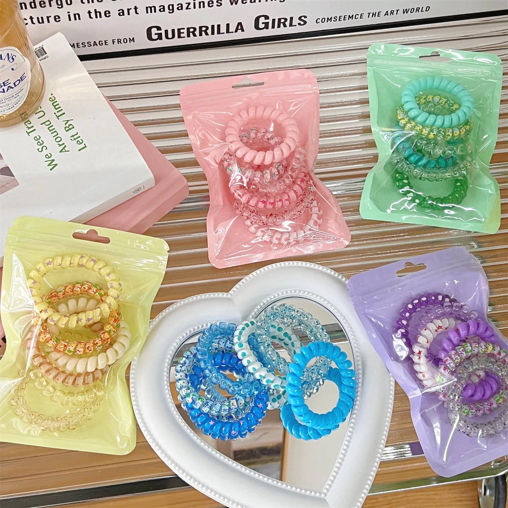 PVN65809 Set 6 dây chun thun buộc tóc vòng đeo tay dạng lò xo litebuy