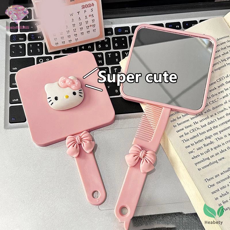 Heabety Di Động Sanrio Dễ Thương Hello Kitty Kawaii Gương Lược Cầm Tay Gương Lược Chiết Xuất Du Lịch Chải Tóc Massage Tạo Kiểu Dụng Cụ Mới