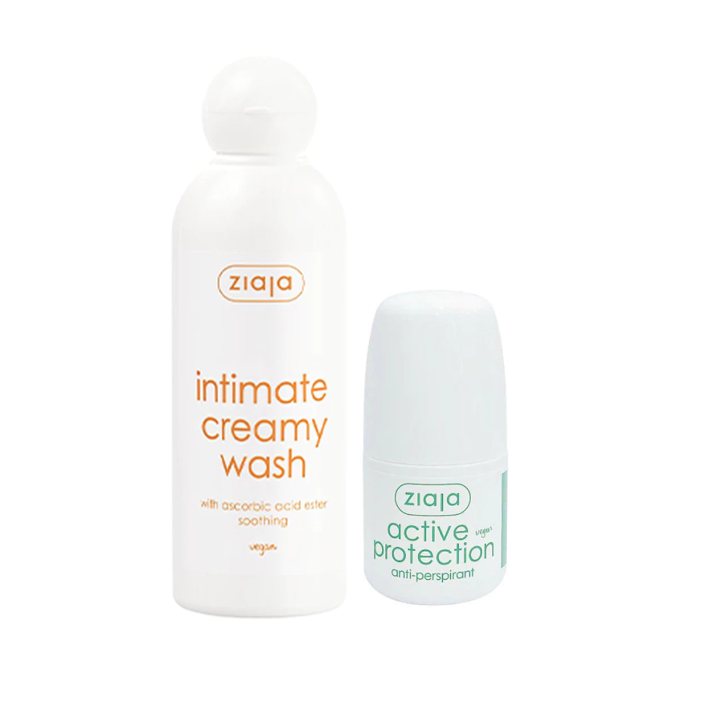 Combo Dung dịch vệ sinh Intimate with Ascorbic Acid 200ml & Lăn khử mùi Active Ziaja 60ml
