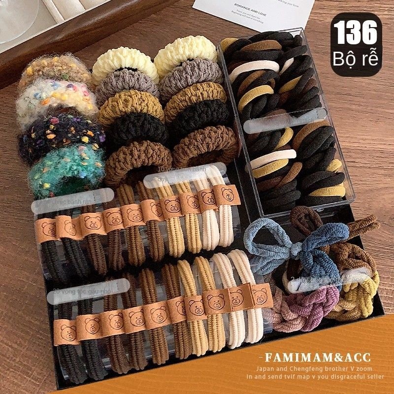 Combo 136 Dây Chun Buộc Tóc Nữ – Cao Cấp, Bền Đẹp, Không Đau Tóc