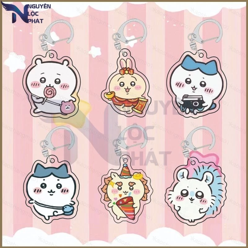 HK1 Chiika Hachiwa Usaiii Hoạt Hình Dễ Thương Móc Khóa Hai Mặt Túi Acrylic Trang Trí Mặt Dây Chuyền KH1