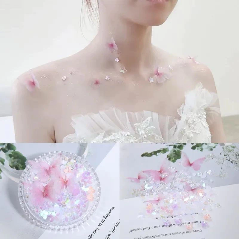 Đá dính mặt trang điểm mắt ngọc bướm hoa dính mặt