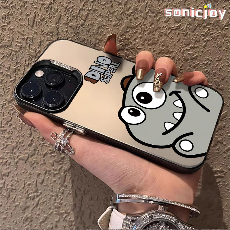 Ốp Lưng iPhone Hoạt Hình Vui Vẻ Sáng Tạo Dễ Thương Khủng Long Màu Xám Ốp lưng iPhone 6/6s/7/8/Plus/X/XS/XR/11/12/13/14/15/Pro/Max-SN