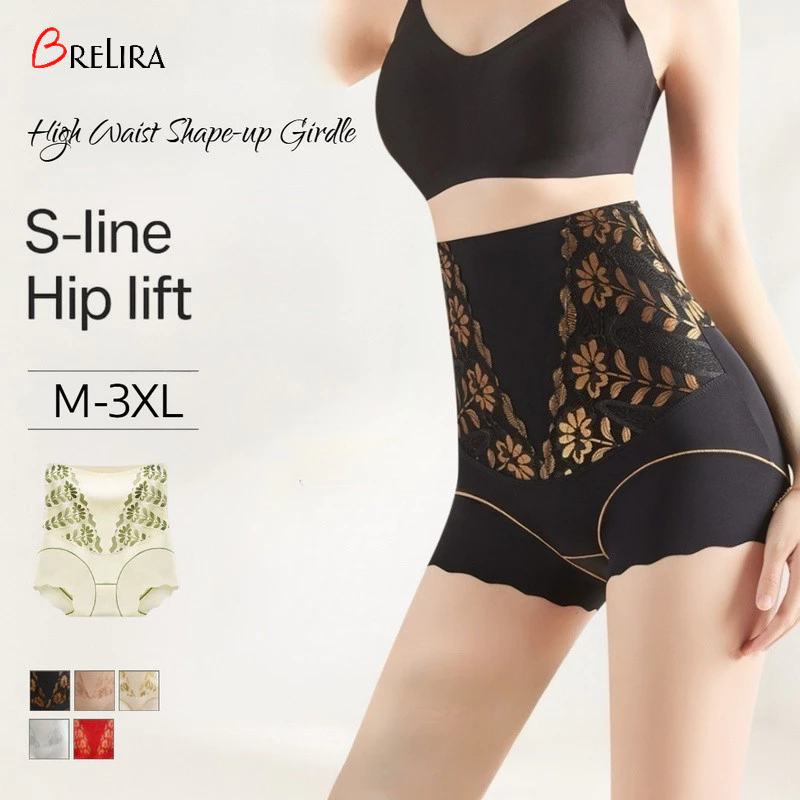 『 Brelira 』 Quần lót định hình điều khiển bụng eo cao Quần lót ren liền mạch Kiểm soát bụng Nâng mông Quần lót thoáng khí