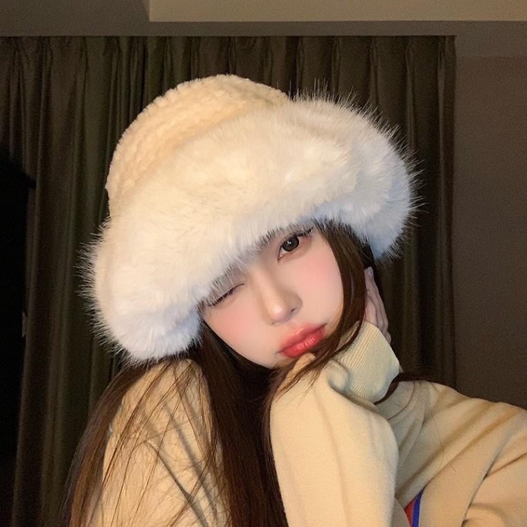 【Hwang】 Mũ Lông Phong Cách  - Nón Tai Bèo Phủ Lông