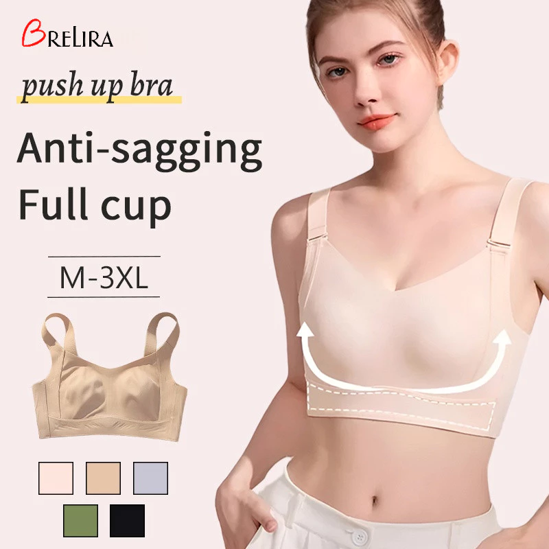 『Brelira』 Breast Minimizing Wireless bra Skin-Friendly Breathable Push-Up Bra Plus Size Full Cup Bra 75B-90E
