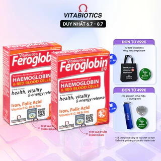 Combo 2 Hộp Viên Uống Bổ Máu Vitabiotics FEROGLOBIN B12 Cung Cấp Sắt Hỗ Trợ Tăng Khả Năng Tạo Máu Hộp 30 Viên