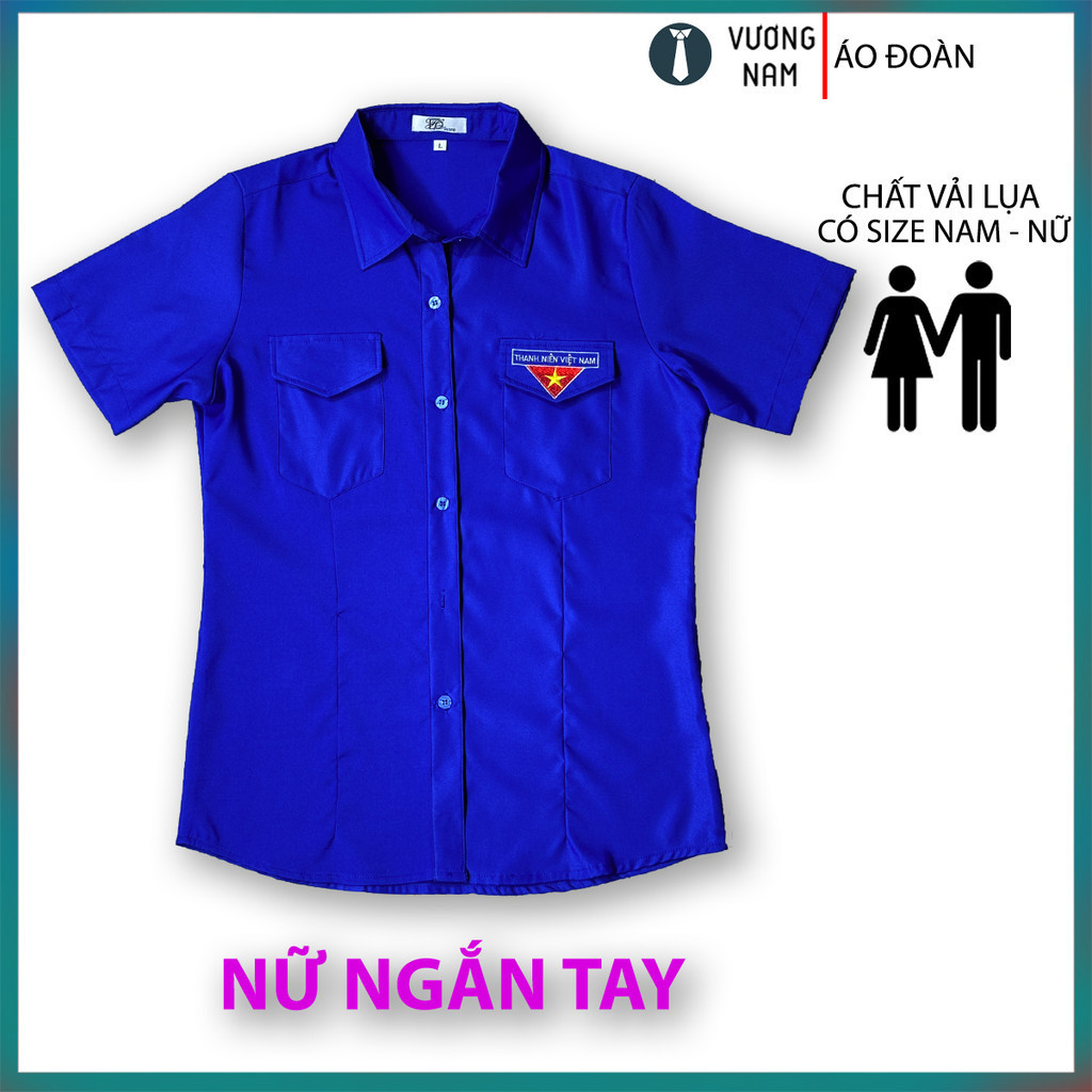 Áo sơ mi đoàn thanh niên Việt Nam chất lụa - kate màu xanh truyền thống VNO141