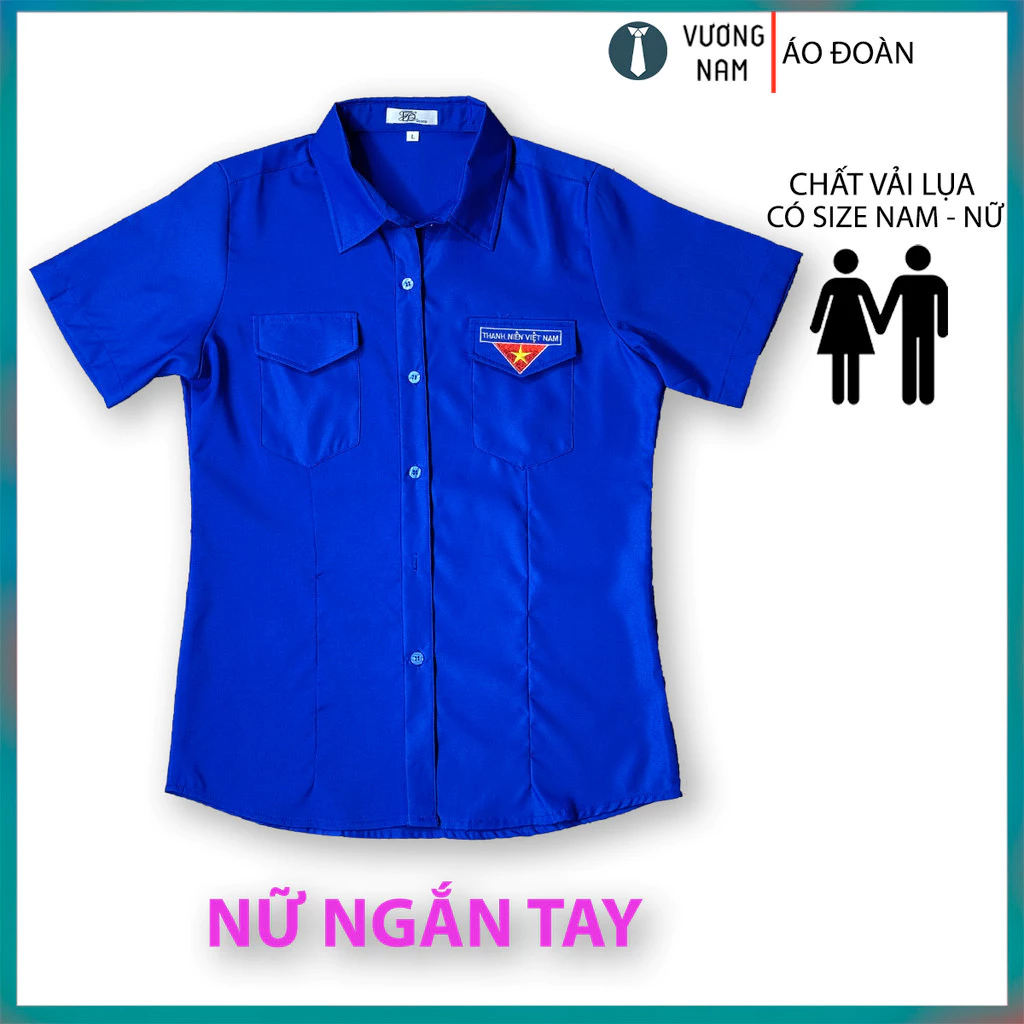 Áo sơ mi đoàn thanh niên Việt Nam chất lụa - kate màu xanh truyền thống VNO141