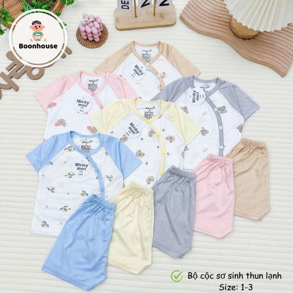 Combo 3/5 bộ sơ sinh cộc tay chất liệu thun lạnh mềm mát thoáng khí cho bé kích thước 0-9 tháng