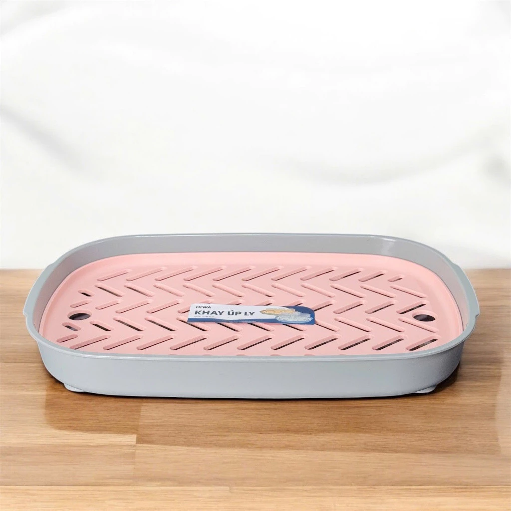 Khay úp ly, úp cốc oval Hiwa, khay úp ly có 2 lớp ráo nước cao cấp, nhựa PP nguyên sinh, khay trà hình tròn
