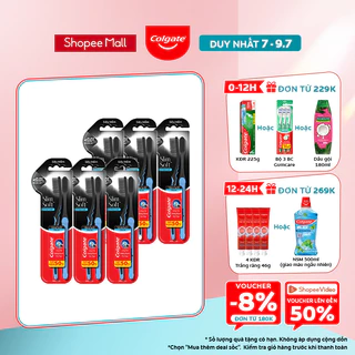 Bộ 12 Bàn chải Colgate SlimSoft Charcoal than hoạt tính kháng khuẩn siêu mềm mảnh