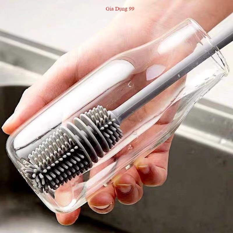 Bàn chải silicon vệ sinh ly cốc cán cầm dài