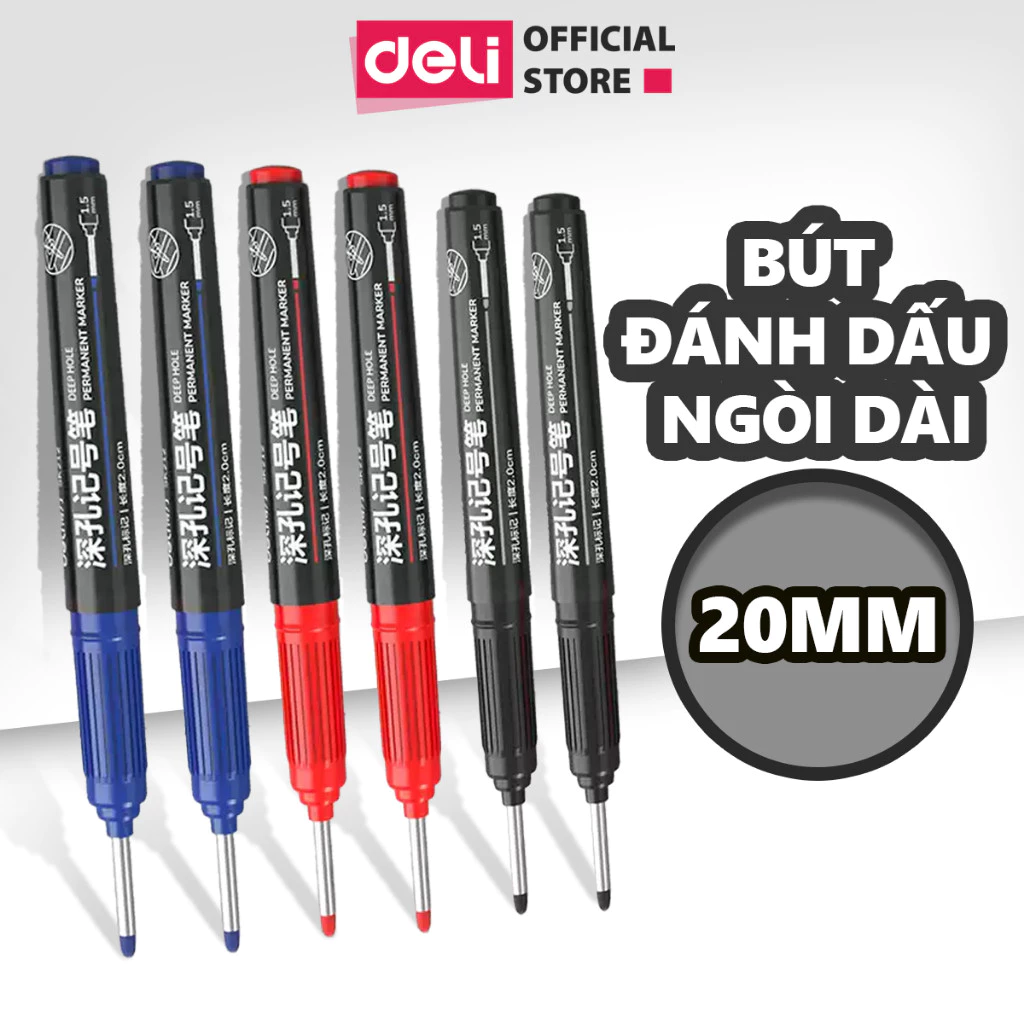 Bút Đánh Dấu Deli Ngòi Dài 2cm Kháng Nước Dùng Cho Làm Mộc, Kim Khí, Xây Dựng, Đánh Dấu Mũi Khoan