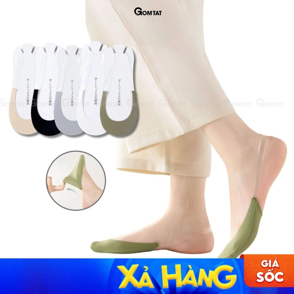 Tất vớ tàng hình nữ đi giày cao gót GOMTAT chất liệu cotton, dây mang sau gót - CAOGOT-SUX-1102