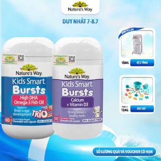 Combo Kẹo Dẻo Nature's Way Kids Smart Calcium + Vitamin D3 Burstlets và Viên Dầu Cá Nature's Way Omega-3 Fish Oil Trio