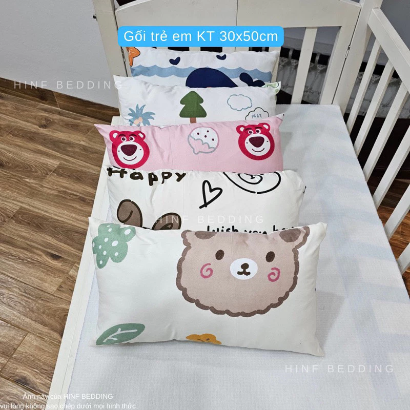 Gối nằm cho bé size 30x50cm hoạ tiết đáng yêu có khoá kéo cho con dùng ở nhà , dùng đi học đi chơi