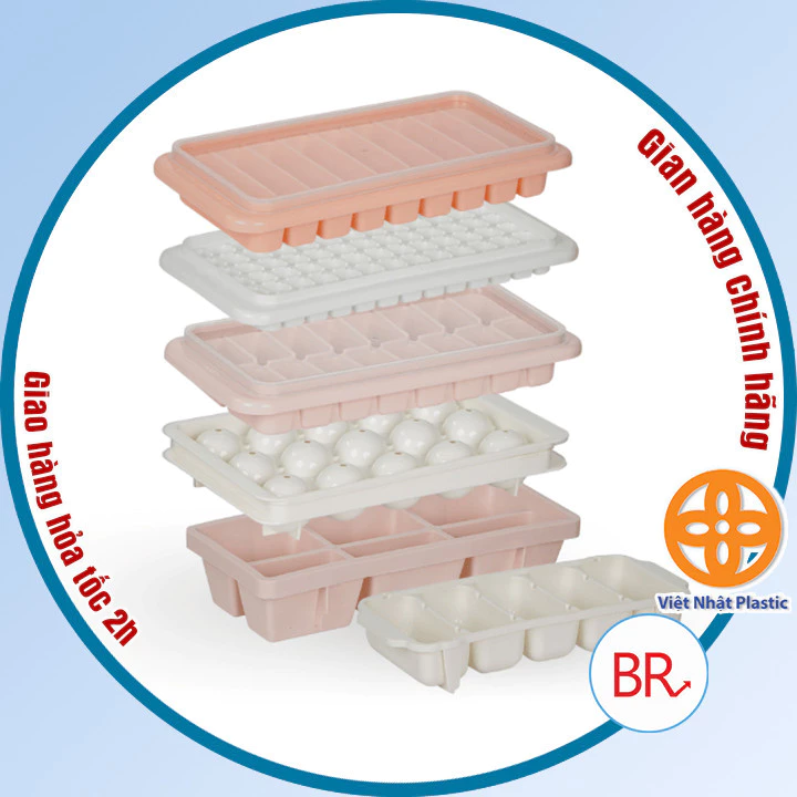 Khay đá nhựa dẻo, Khuôn thạch rau câu, Khay đá bi tròn, mặt cười, Khay đá có nắp, trữ đồ ăn dặm cho bé (15 loại khay đá)