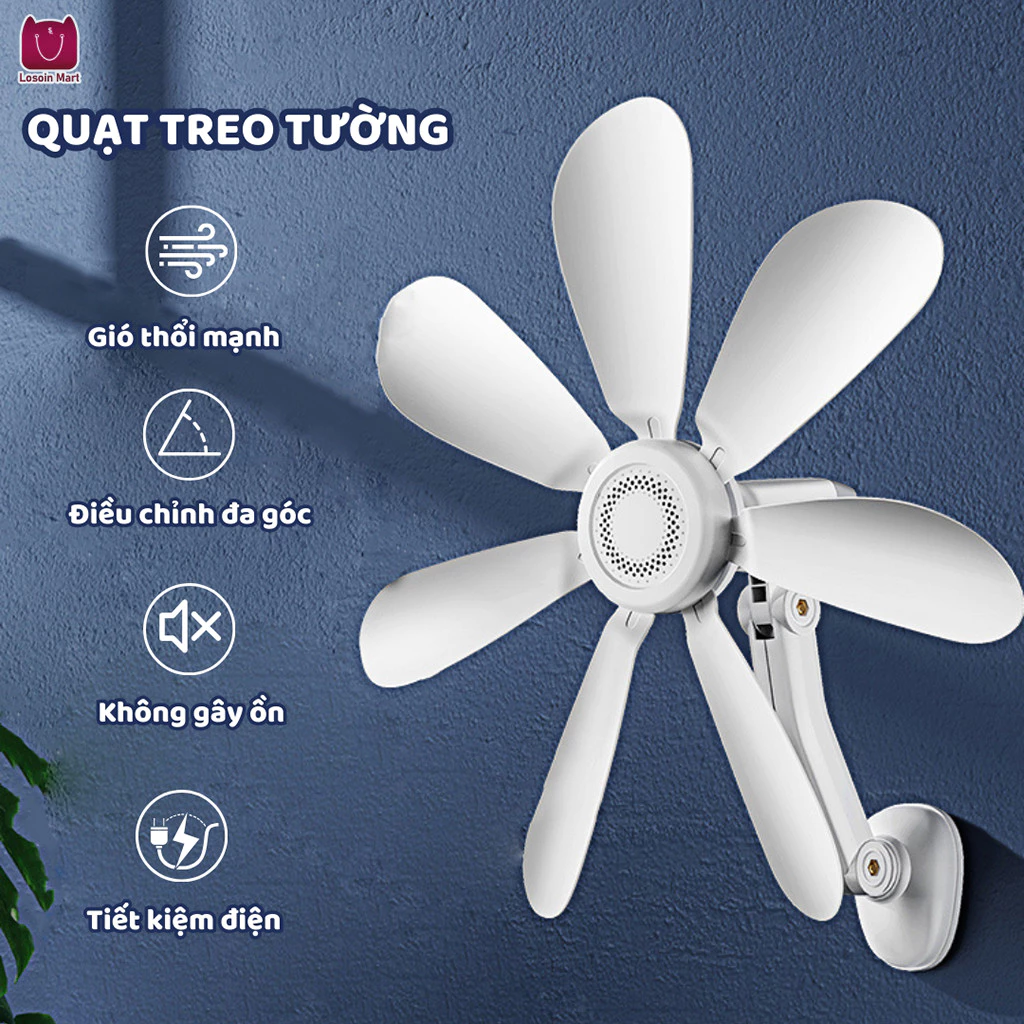 Quạt treo tường gia đình có thể điều chỉnh góc độ, độ ồn thấp lắp đặt dễ dàng